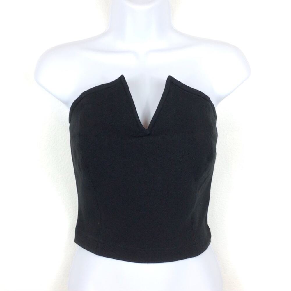 Maeve Black Strapless V-Neck Cropped Camisole